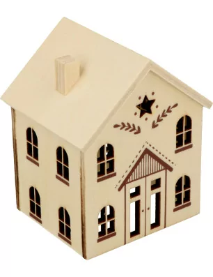 SUPPORTS A DECORER : Maison en bois ajourée 'Artemio' Etoile 2 étages 8.5x7.5x6 cm