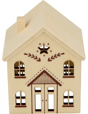 SUPPORTS A DECORER : Maison en bois ajourée 'Artemio' Etoile 2 étages 8.5x7.5x6 cm