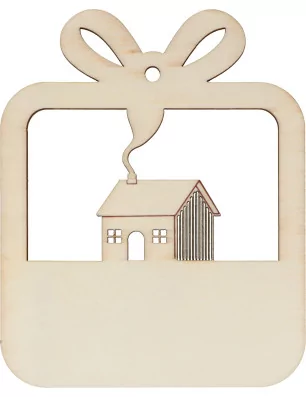 SUPPORTS A DECORER : Silhouette relief en bois à suspendre 'Artemio - Home For Christmas' Maison 13.5x11 cm