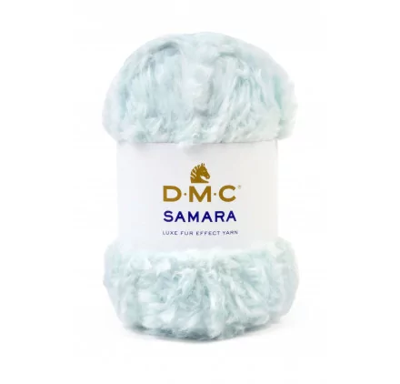 LAINES A TRICOTER : Pelote de fil fourrure 100g 'DMC - Samara' Bleu ciel 416 LAINES A TRICOTER : Pelote de fil fourrure 100g 'DMC - Samara' Bleu ciel 416