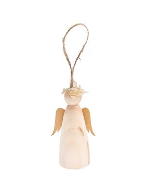 DECORATION DE SAPIN : Suspension en bois 'Rico Design' Ange avec couronne 9 cm