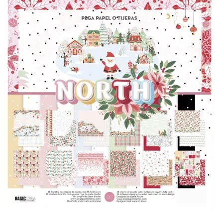 SCRAPBOOKING : Assortiment de 18 papiers doubles 30x30 'BasicCrea - North' SCRAPBOOKING : Assortiment de 18 papiers doubles 30x30 'BasicCrea - North'