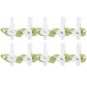 SCRAPBOOKING : Lot de 10 pinces à linge en bois 'Rico Design' clips rose coloris blanc