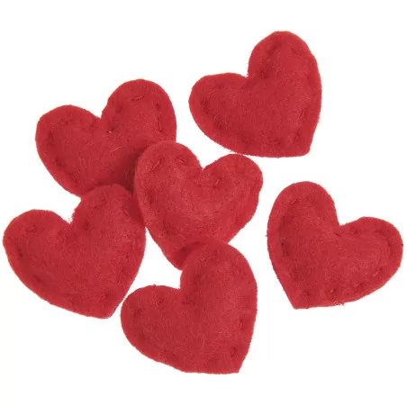 SCRAPBOOKING : Lot de 6 embellissements en feutrine 'Rico Design' Cœurs Rouge