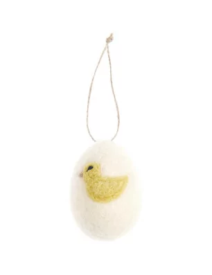 DECORATION DE SAPIN : Pendentif Oeuf Poussin 'Rico Design' Blanc