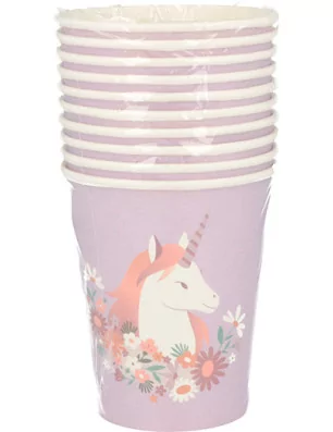 DECORATION DE FETES : Lot de 10 gobelets en carton 'Artemio' Liberty Licorne 270 ml