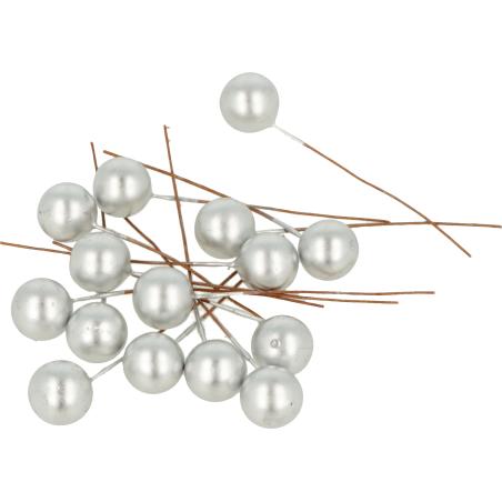 SCRAPBOOKING : Lot de 15 baies artificielles 'Artemio' Argent