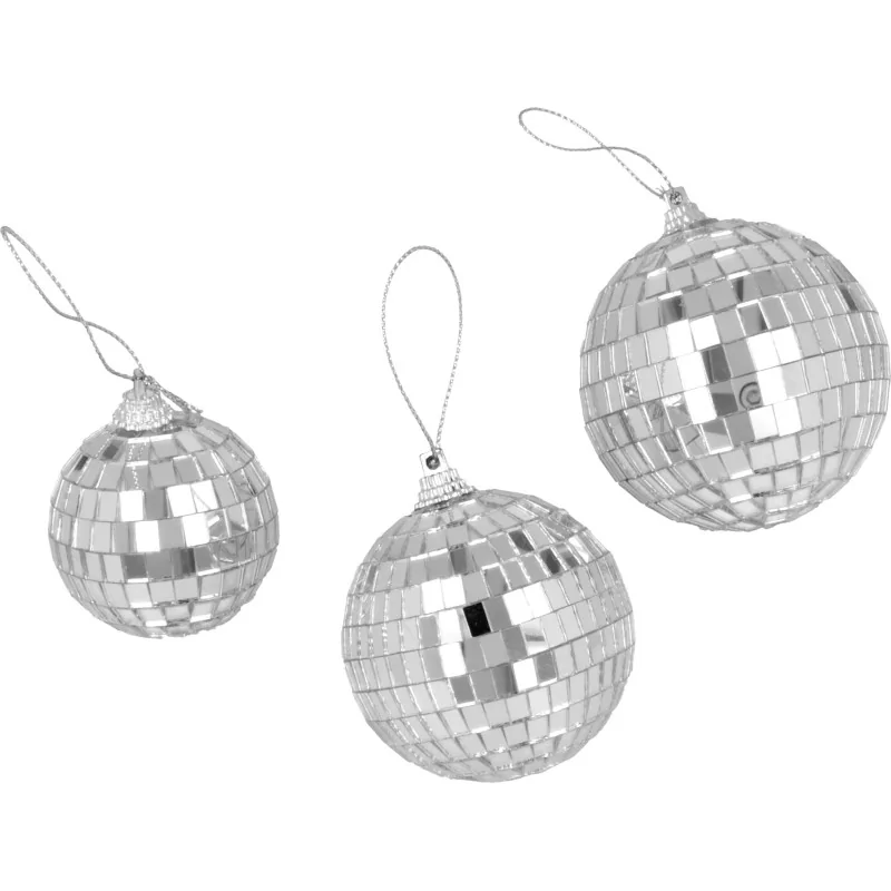 MARCHE DE NOËL : Lot de 3 Boules à facettes à suspendre 'Artemio' 5-6-7 cm