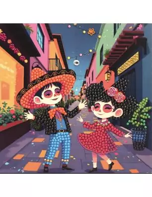 ENFANTS : Cartes à strasser 'Graine créative' Dia de los muertos