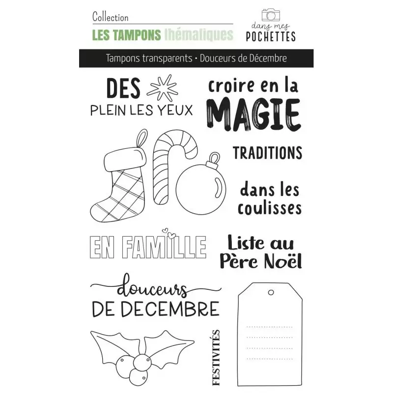 Collection A Petit Pas Florilege 41 Tampons Transparents 'Florilèges Design - Cannelle & Chocolat' Hello Décembre - Scrapbooking Tampons Photopolymère Carterie