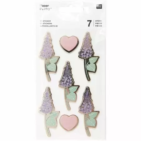SCRAPBOOKING : Autocollants 3D 'Rico Design - Paper Poetry' Lilas