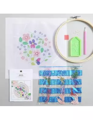 DECORATION : Kit Diamond Painting sur toile 'Rico Design' Fleurs 20 cm