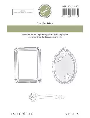 OUTILLAGE & MACHINES : 5 Dies / Matrices de découpe 'Mes P'tits Ciseaux - La clé du Bonheur' Miroirs