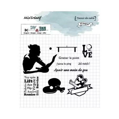SCRAPBOOKING : Tampons transparents 'DIY & Cie - La vie est belle!' Tennis de table